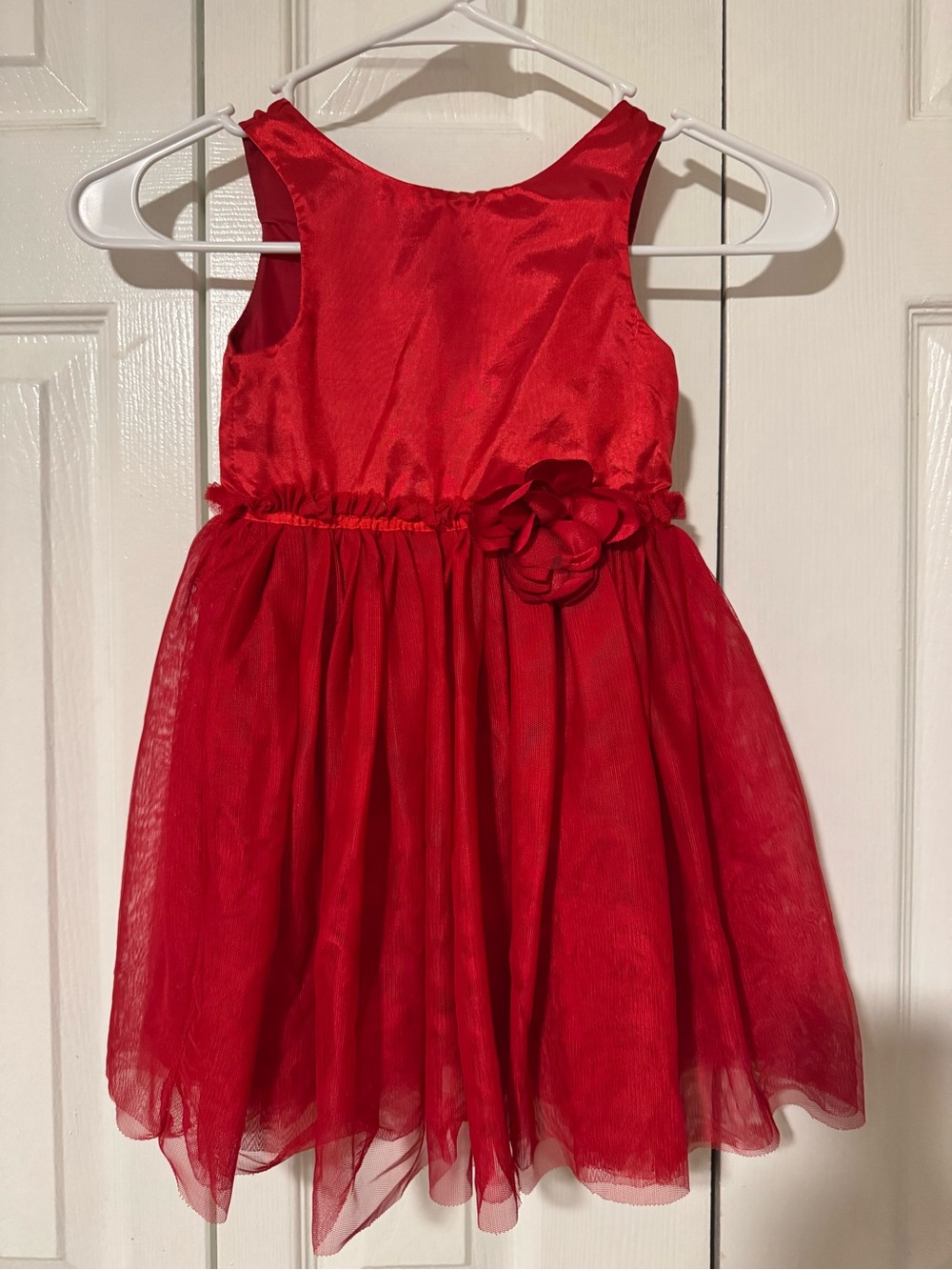 Girls Red dress with flower on waist